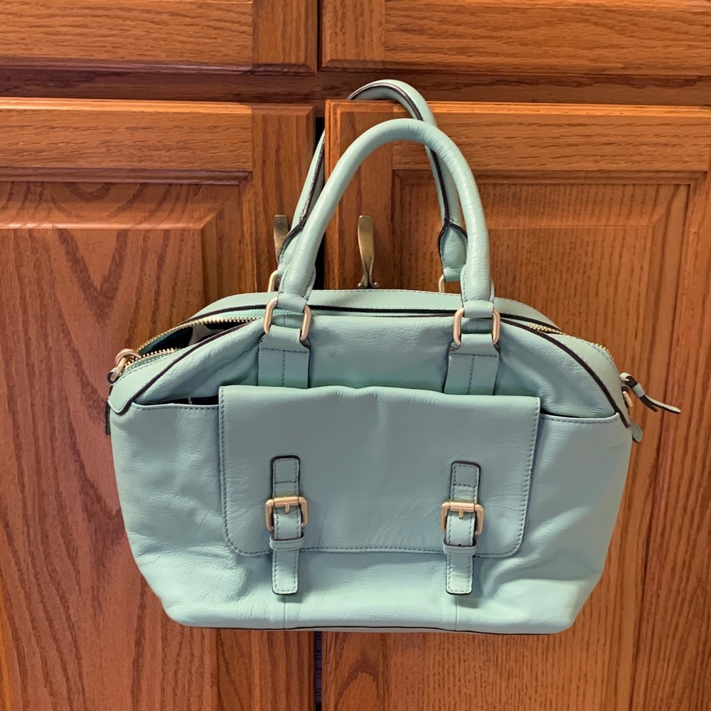 Boden Light Blue-Green Leather Handbag